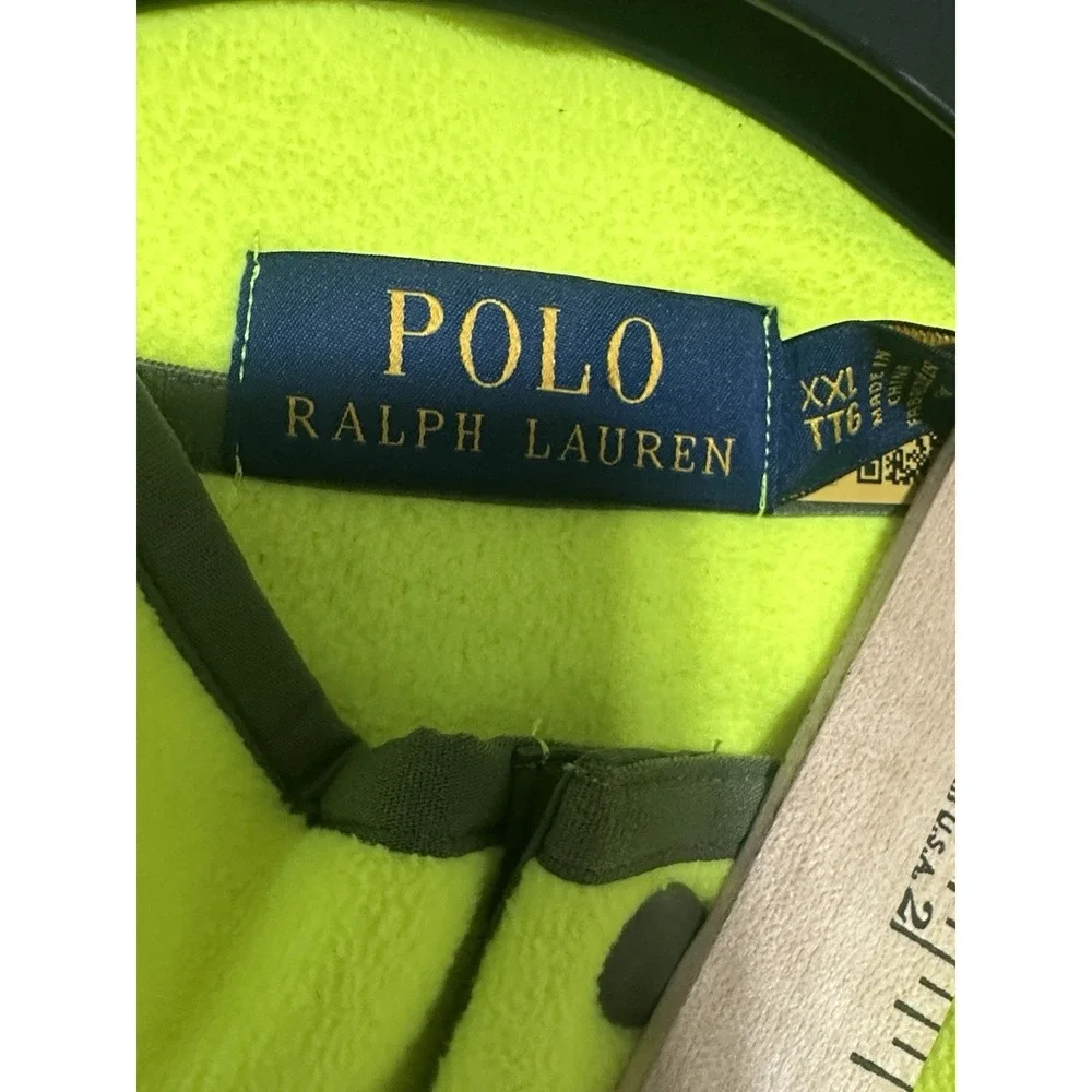 Polo Ralph‎ Lauren Voyager Brush Fleece Men XXL Neon Yellow Solid 1/4 Snap NEW